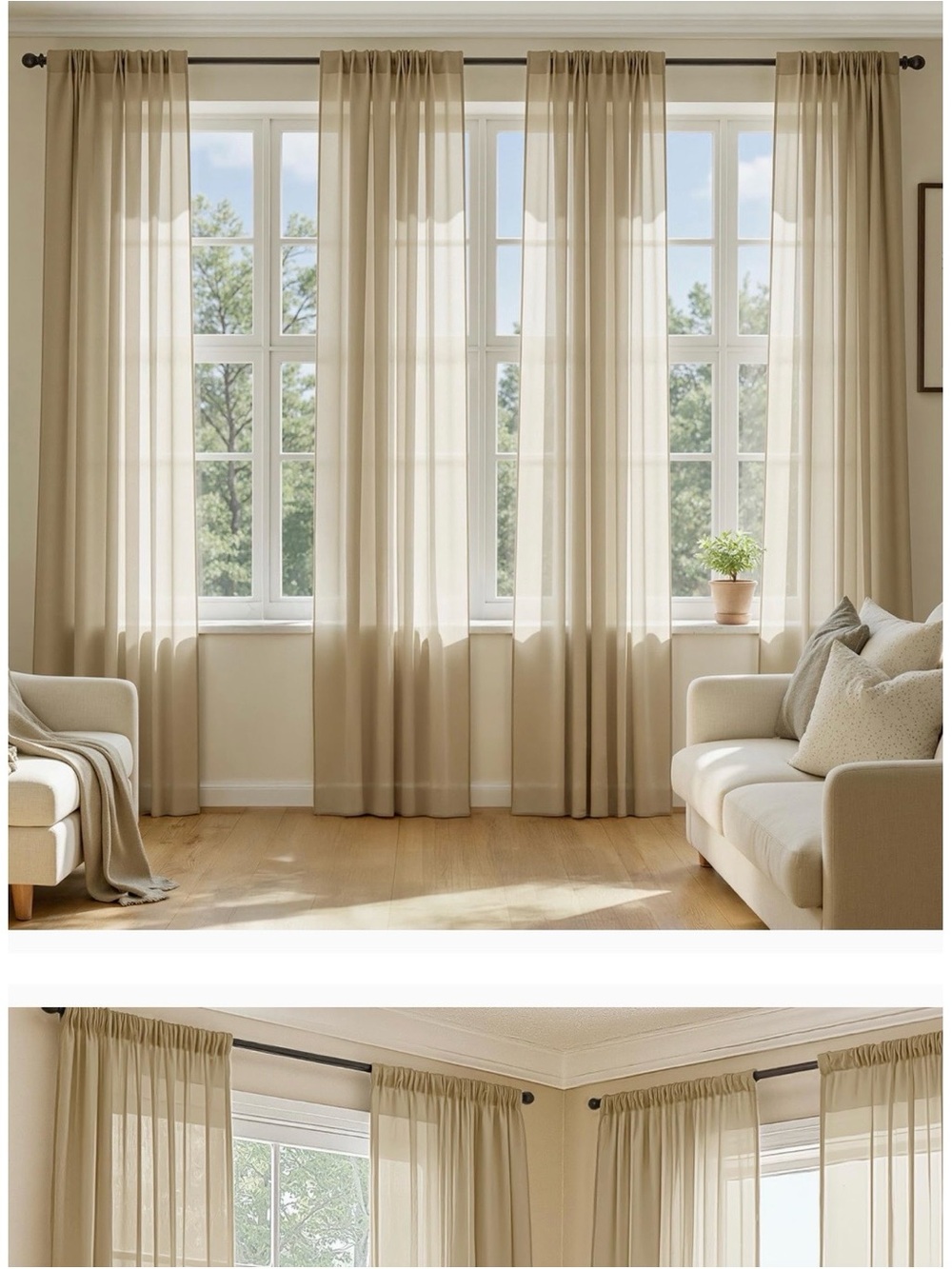 Miulee Beige Curtain Panel - Neutral Drapery for Any Room Set of 4 panels